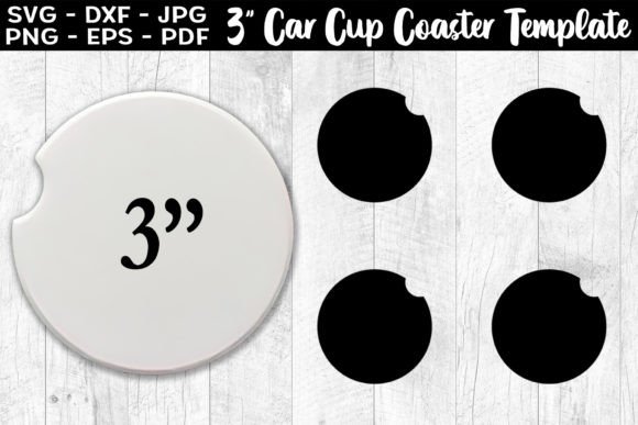 3 Car Cup Coaster SVG Template