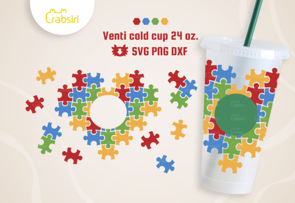 Autism Puzzle Piece Cold Cup 24oz SVG