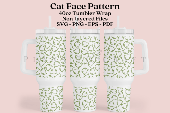 Cat Face Pattern 40oz Tumbler Wrap SVG