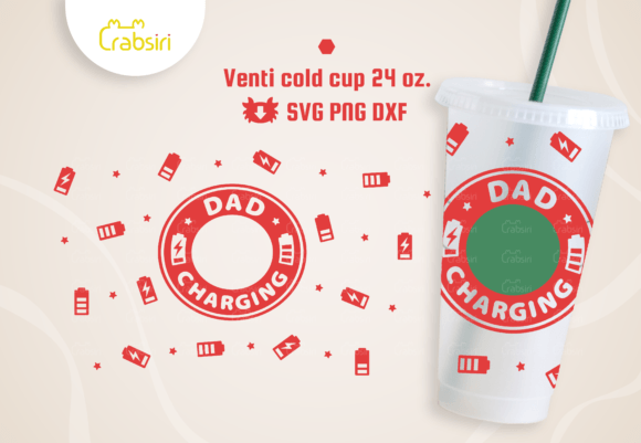 Dad Charging Venti Cold Cup 24oz SVG