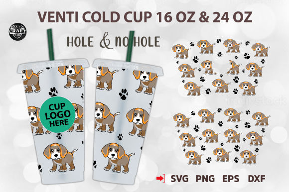 Dog Paws Cold Cup Wrap SVG