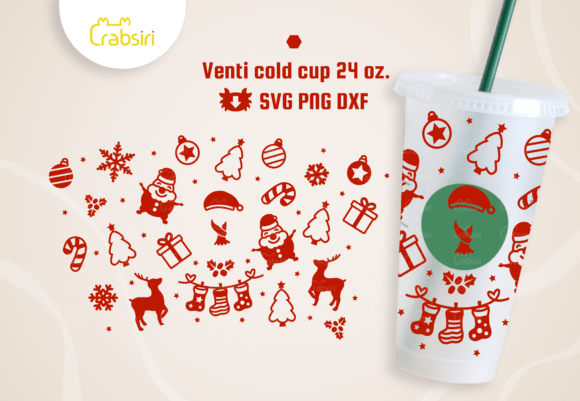 Festive Christmas Cold Cup 24oz SVG