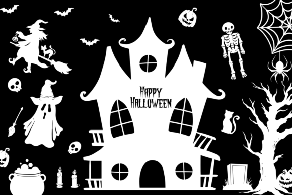 Halloween Silhouette Tumbler Wrap SVG