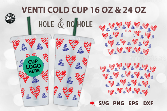 Heart Cold Cup Wrap SVG
