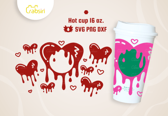 Heart Dripping Hot Cup 16oz SVG