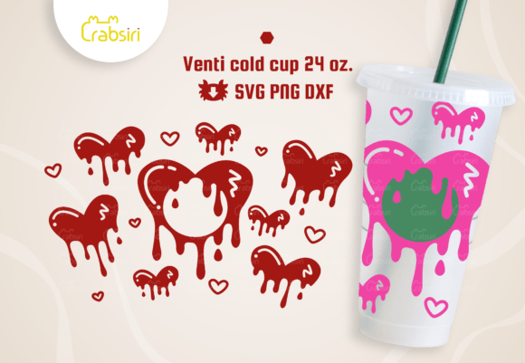 Heart Dripping Venti Cold Cup 24oz SVG