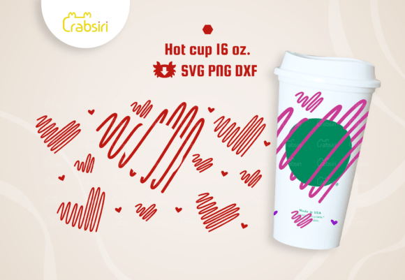 Heart Line Hot Cup 16oz SVG