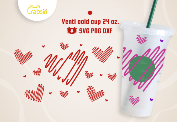 Heart Line Venti Cold Cup 24oz SVG
