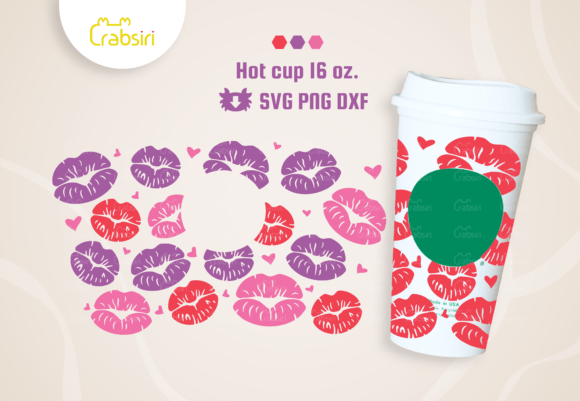 Kisses Hot Cup 16oz SVG