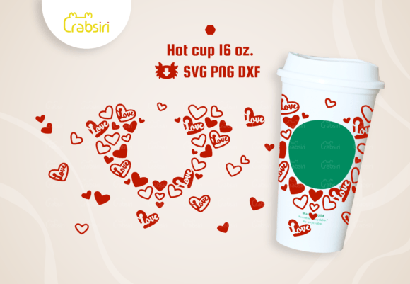 Little Hearts Hot Cup 16oz SVG