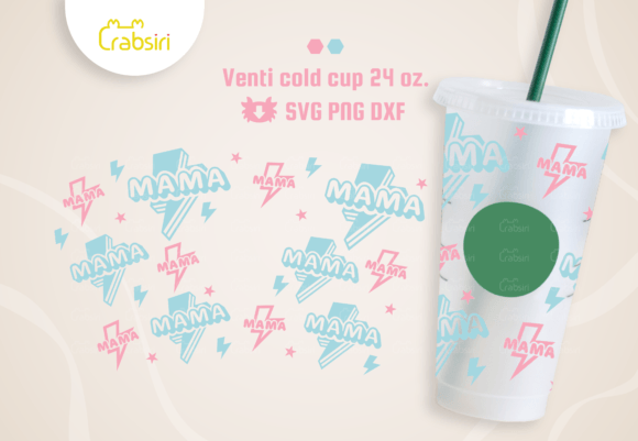 Mama Bolt and Star Cold Cup 24oz SVG