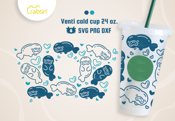 Manatee Venti Cold Cup 24oz SVG
