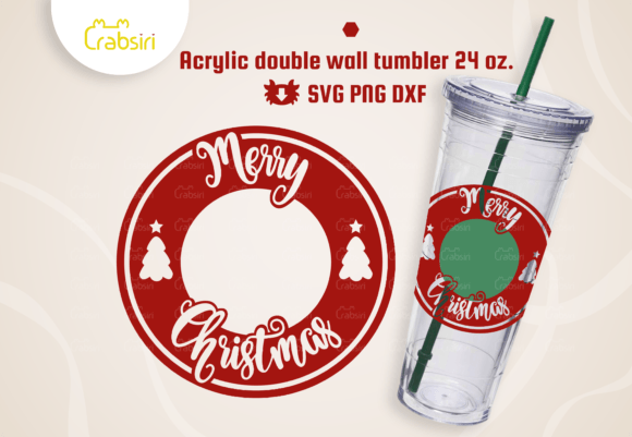 Merry Christmas Acrylic Tumbler 24oz SVG