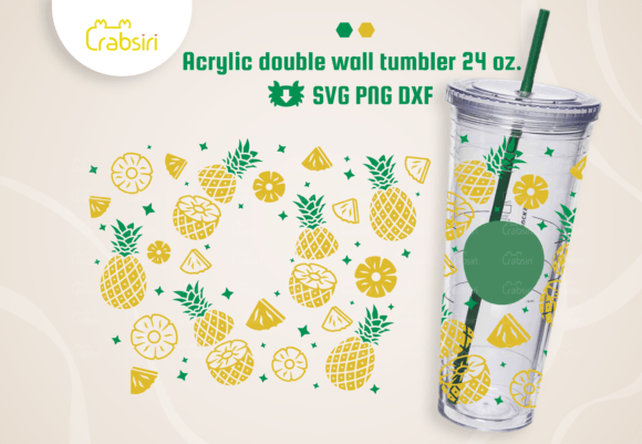Pineapple Acrylic Cup 24oz SVG