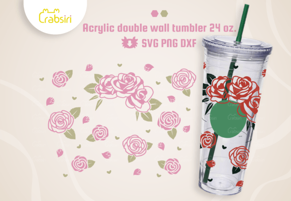 Rose Valentine Acrylic Cup 24oz SVG