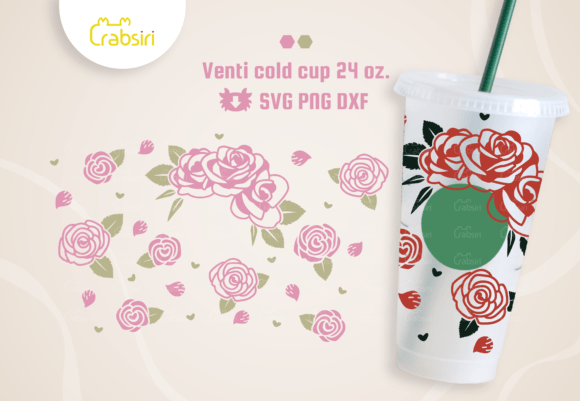 Rose Valentine Venti Cold Cup 24oz SVG