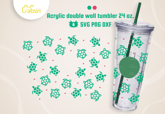 Sea Turtle Acrylic Tumbler 24oz SVG