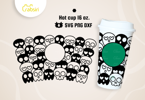Skull Pattern Hot Cup 16oz SVG