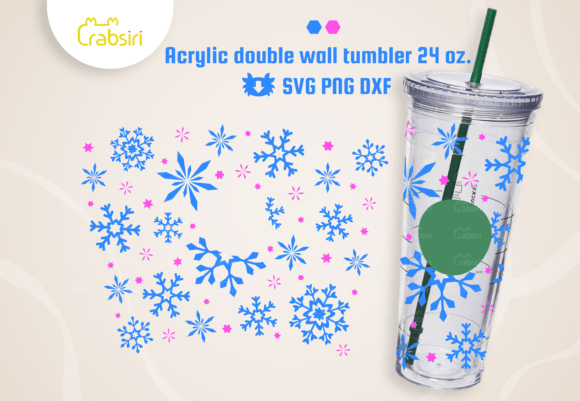 Snowflake Acrylic Tumbler 24oz SVG