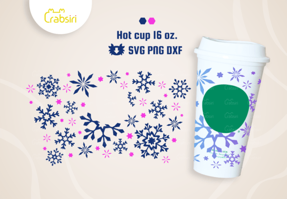 Snowflake Hot Cup 16oz SVG