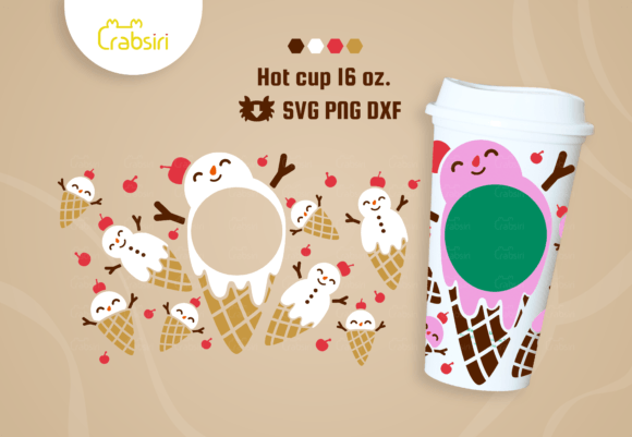 Snowman Ice Cream Hot Cup 16oz SVG