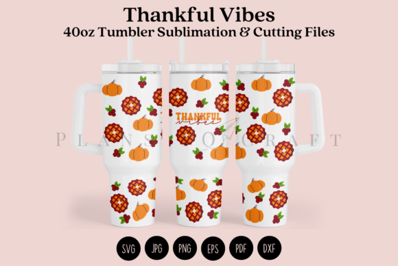 Thankful Vibes Tumbler Wrap SVG