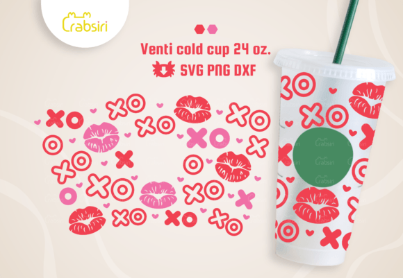 XOXO Kisses Venti Cold Cup 24oz SVG